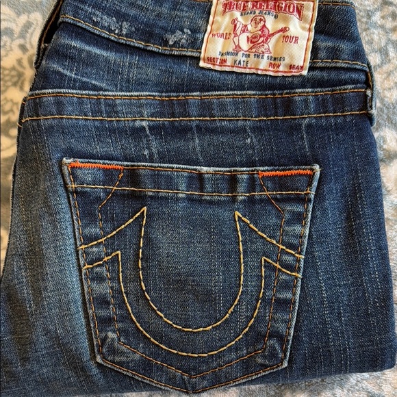 True Religion Women's Dark Distressed Blue Jeans - Picture 8 of 11